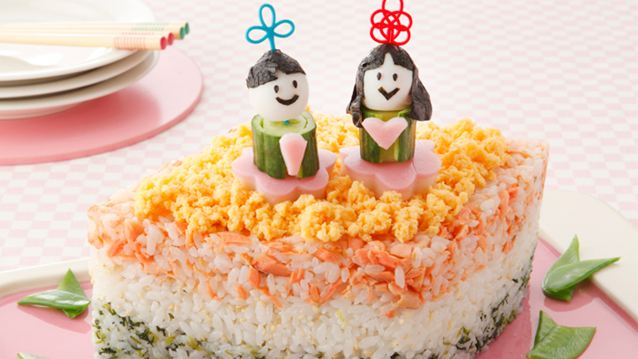 おひなさま3色押し寿司