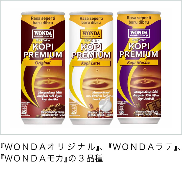 『WONDAオリジナル』、『WONDAラテ』、『WONDAモカ』の3品種 